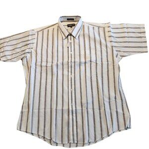 Botany 500 Shirt Vintage Button‎ Down Short Sleeve White Striped 17.5 NEW NWT